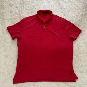 Polo by Ralph Lauren Men's Vibrant Red Polo Shirt w/Green Pony Logo, GUC